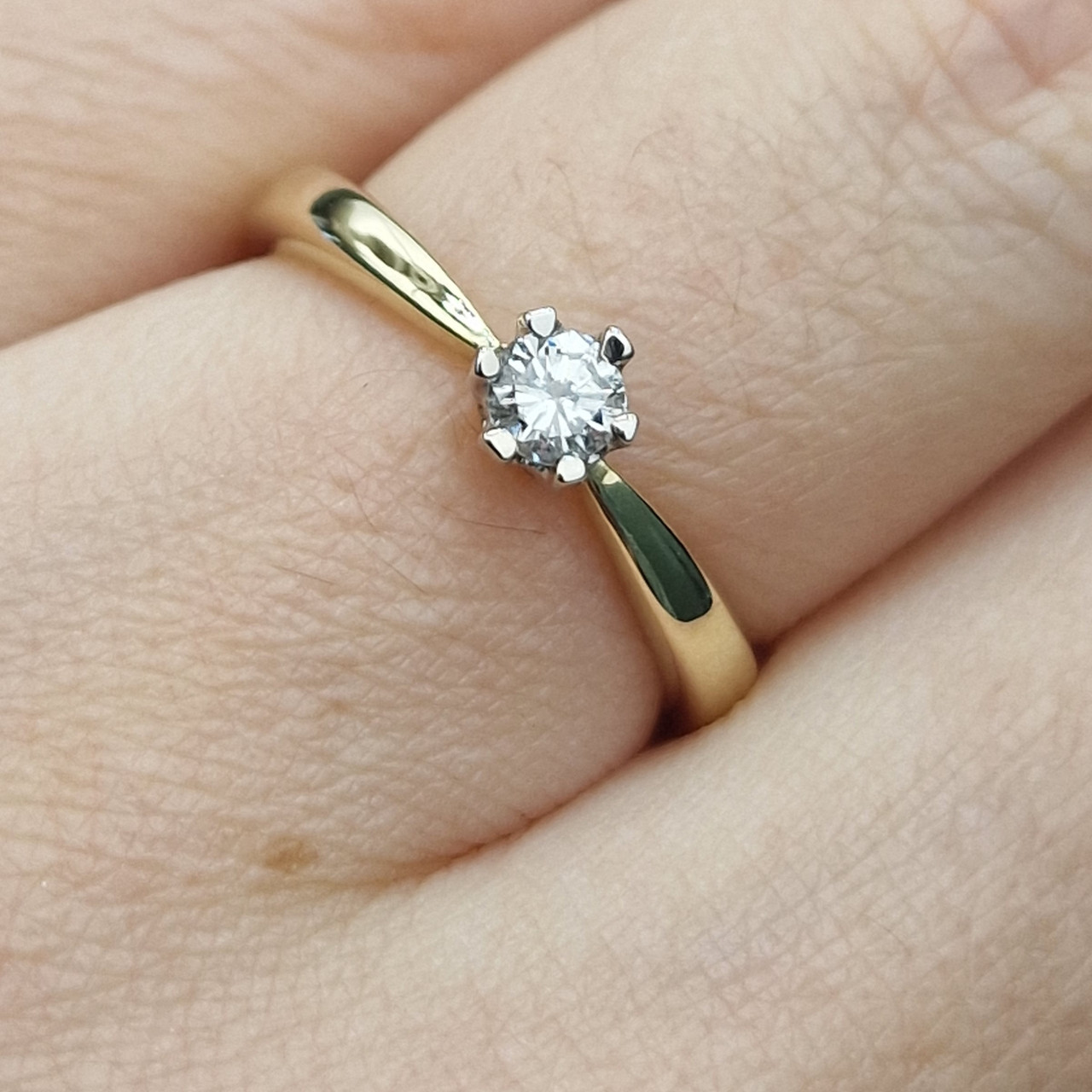 Золотое кольцо с бриллиантами 0.174Сt SI2/J, 16,5р.VG - Cut - фото 2 - id-p104879916