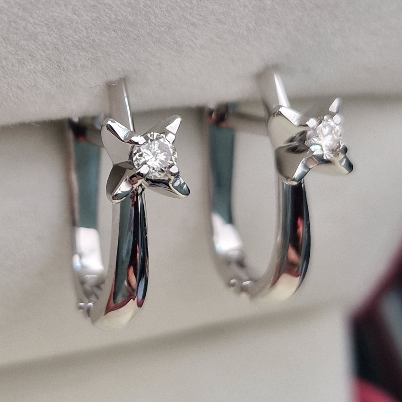Золотые серьги с бриллиантами 0.173Ct VS1-SI1/K, VG-Cut