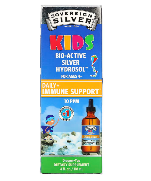 Sovereign Silver, Биоактивный гидрозоль серебра для детей, ежедневная поддержка иммунитета, для детей от 4 лет