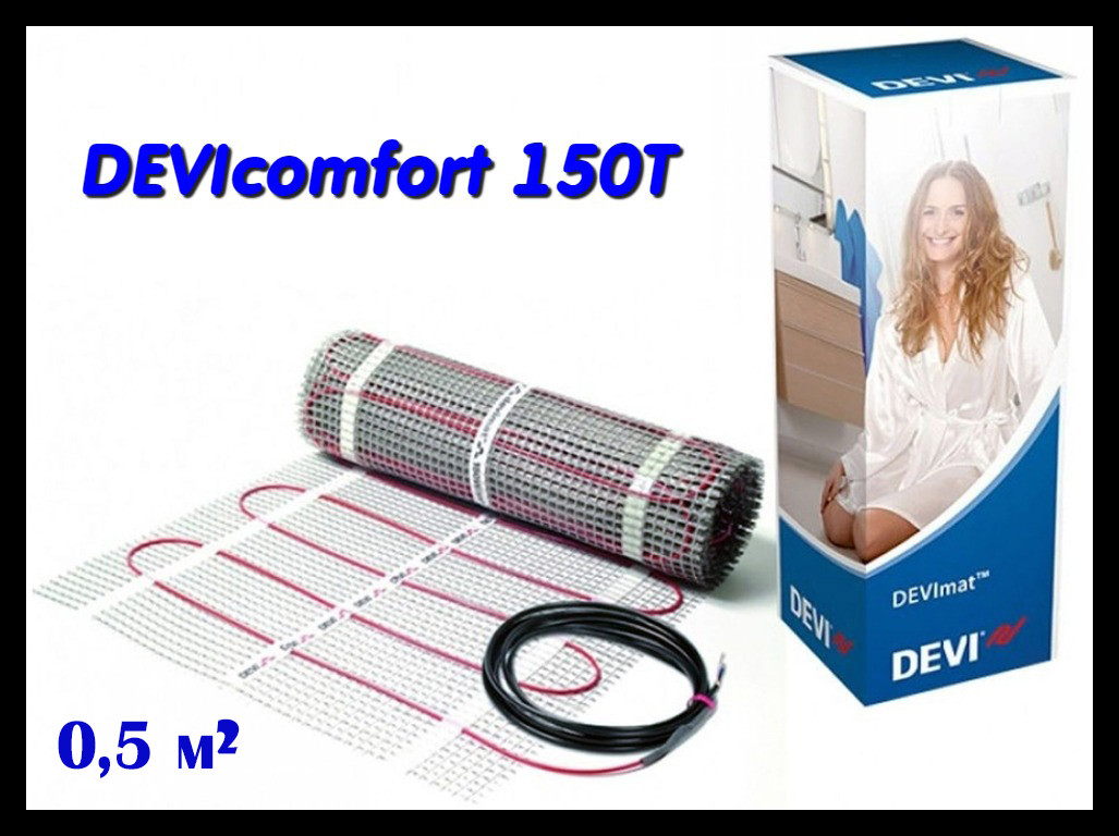 Двухжильный нагревательный мат DEVIcomfort 150T - 0,5м x 1м (DTIR-150, площадь: 0,5 м2., мощность: 75 Вт)