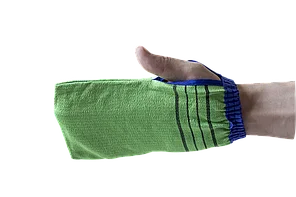 Мочалка- пилинг-скраб для тела варежка зеленая