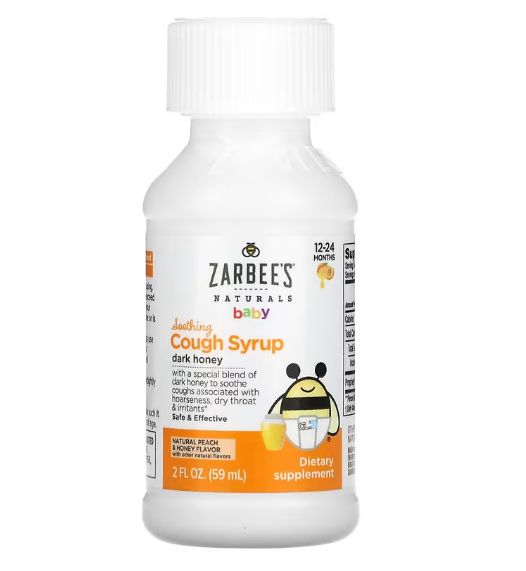 Zarbee's, Naturals, детский успокаивающий сироп от кашля, для детей от 12 до 24 месяцев, натуральный персик и - фото 3 - id-p104888998