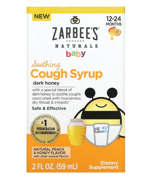 Zarbee's, Naturals, детский успокаивающий сироп от кашля, для детей от 12 до 24 месяцев, натуральный персик и - фото 1 - id-p104888998