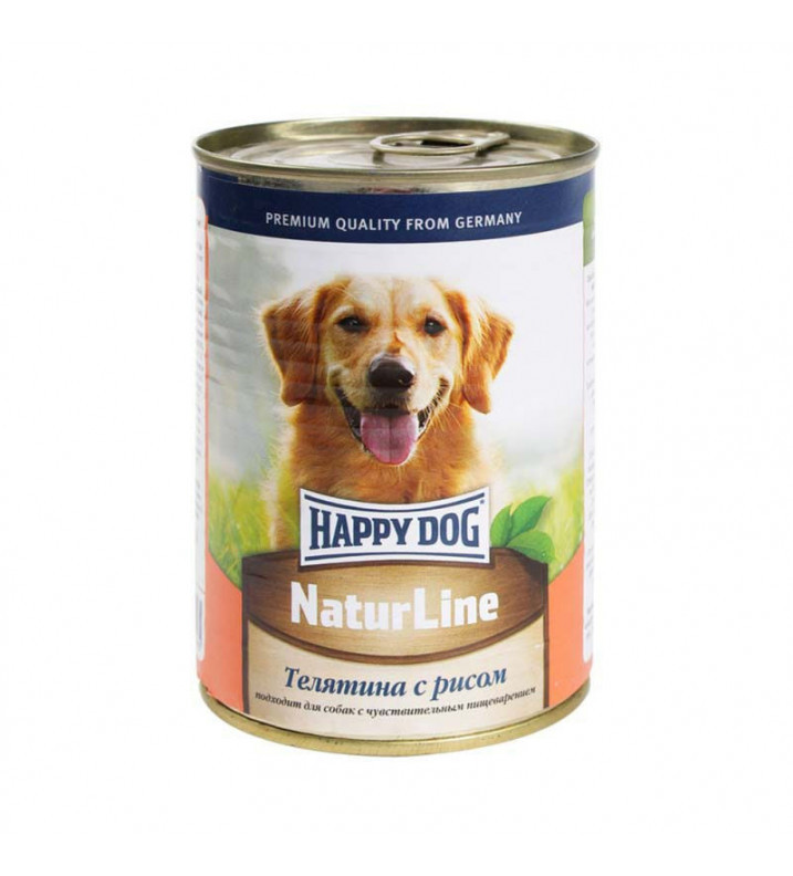 HAPPY DOG Консервы для собак, телятина и рис, 400 г