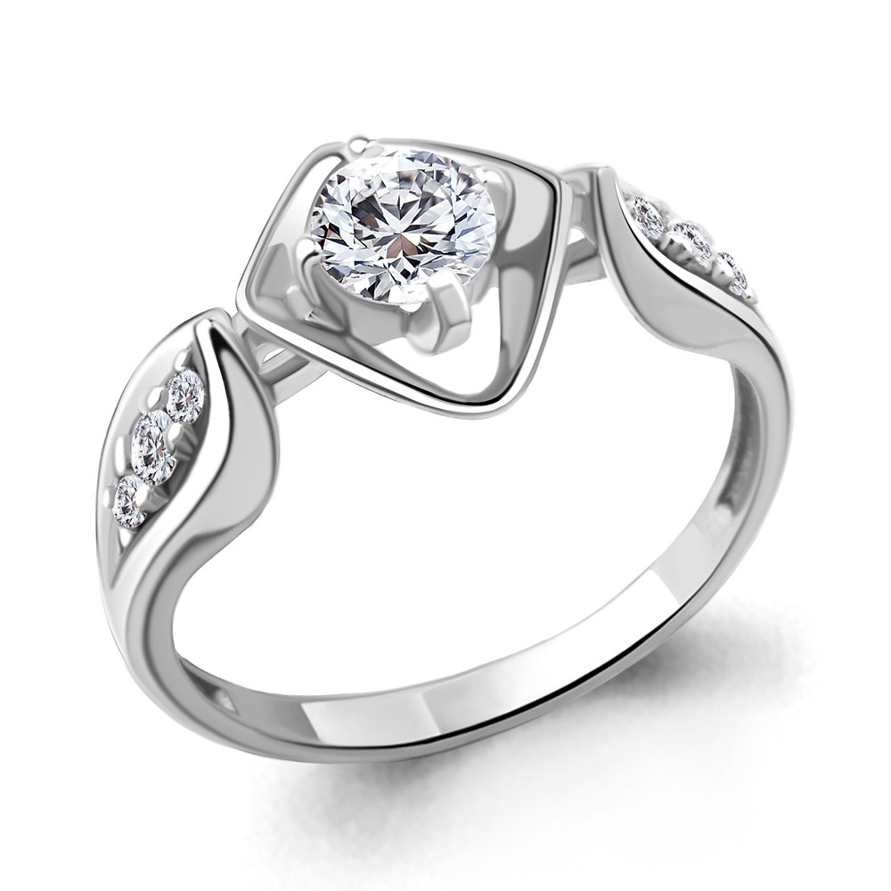 Серебряное кольцо  Фианит Aquamarine 67315А.5 покрыто  родием