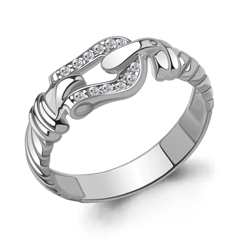 Серебряное кольцо  Фианит Aquamarine 67886А.5 покрыто  родием