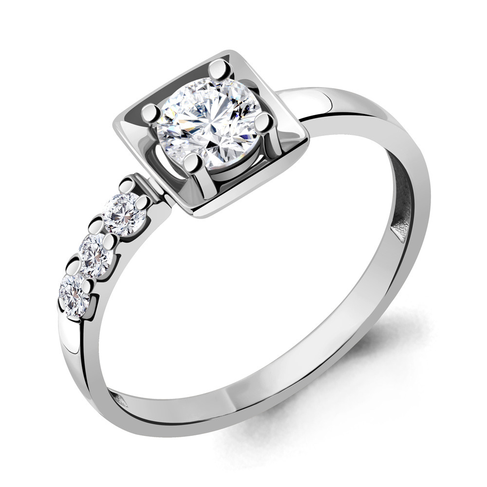 Серебряное кольцо Aquamarine 688161А.5 покрыто родием