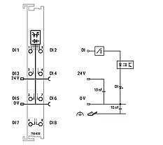8-канальный цифровой вход; 24 В постоянного тока; 3 мс WAGO 750-430, фото 2