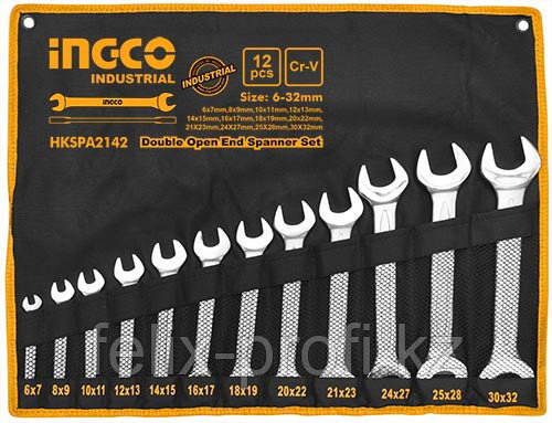 INGCO Набор рожковых ключей 12ш/ Размер: 6-32мм INDUSTRIAL