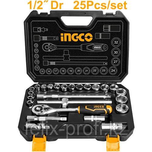 INGCO Набор головок 1/2" с трещоткой 25шт INDUSTRIAL, фото 1
