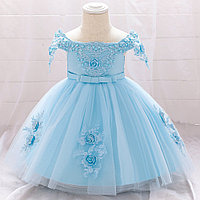 Платье принцессы с бисером 0-3 года. Цвет голубой. Детское платье.