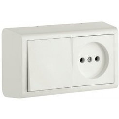 Горизонтальный блок Выключатель 1кл + Розетка NIVO