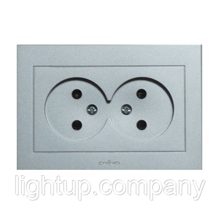 Розетка 2-я Ovivo Grano серебро, фото 1