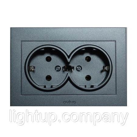 Розетка 2-я с заземлением Ovivo Grano дымчатый, фото 1