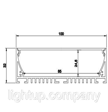 LightUP НАКЛАДНОЙ 100*32ММ АЛЮМИНИЕВЫЙ ПРОФИЛЬ ДЛЯ СВЕТОДИОДНОЙ ЛЕНТЫ