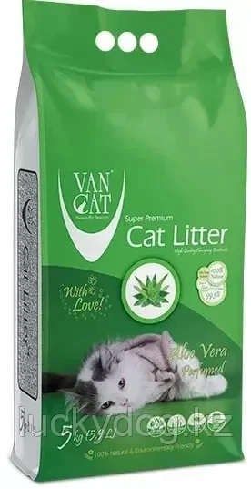 Van Cat ALOE VERA, 5кг, алое вера Комкующийся наполнитель
