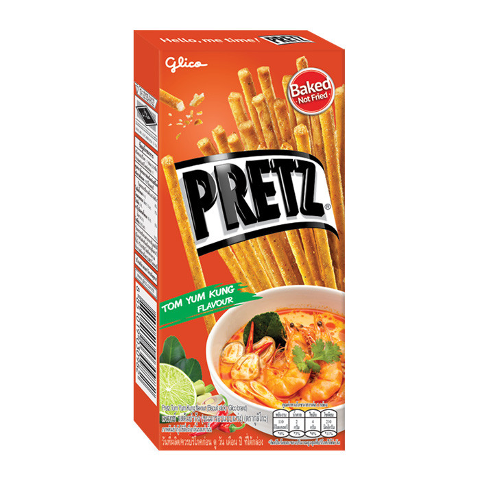 Палочки Glico Pretz Tom Yum Kung Flavour со вкусом Том Ям, 23г /Тайланд/ (10шт - упак)