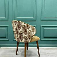 Мебельная ткань Гобелен с шениллом с принтом пёрышек