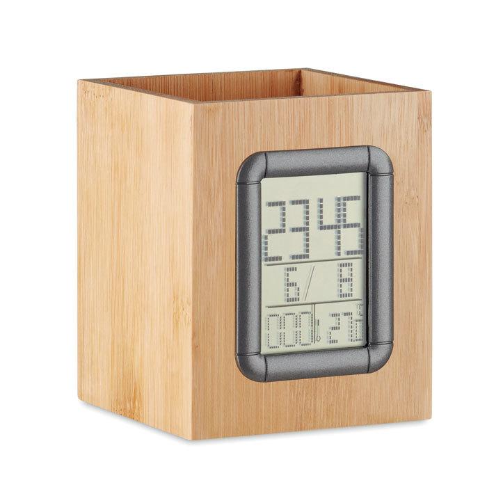 Часы-Подставка для ручек бамбук, MANILA