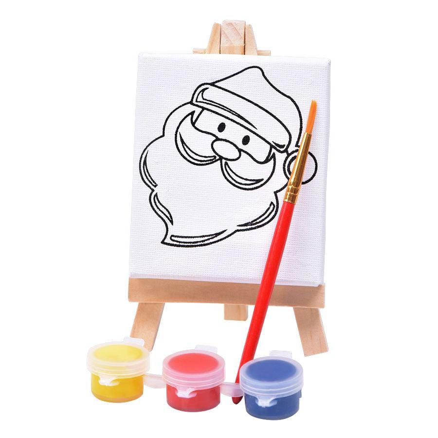 Набор для раскраски  "Дед Мороз":холст,мольберт,кисть, краски 3шт, белый, , 344532A, фото 1