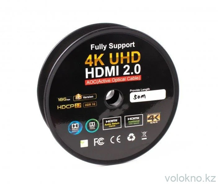 Активный оптический 4K HDMI-HDMI кабель AOC-100м (длина 100 метров) - фото 2 - id-p104935493