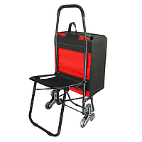Сумка-тележка Попутчица с сиденьем, черный/красный СТПП13