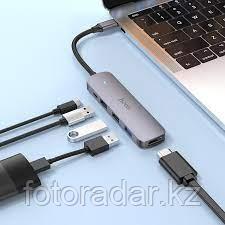 Концентратор Type-C HB27 HDTV + USB3.0 + USB2.0 *2 + PD(60W 5в1) - фото 1 - id-p104946821