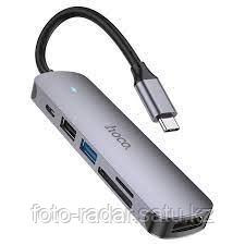 USB Хаб hoco hb28 HDTV + PD + USB3.0 + USB2.0 + SD + TF (60W 5в1)