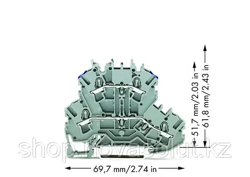 Двухъярусная проходная клеммная колодка для DIN-рейки 2,50 мм² WAGO 2002-2203, фото 2