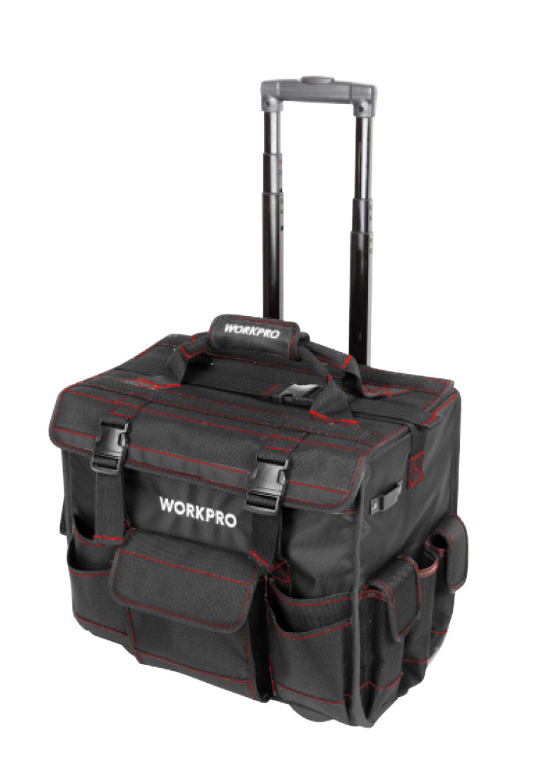 Сумка-тележка электромонтажника 400x270x460 мм (17 карманов, пластиковое дно с 2 колесами, резиновые ножки)