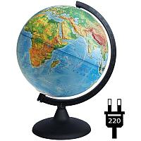 Глобус Земли d25 см Классик физический рельефный пластиковая подставка с подсветкой