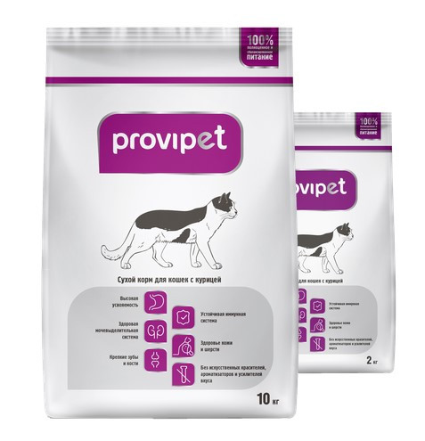 Сухой корм для кошек с курицей Provipet 10 кг
