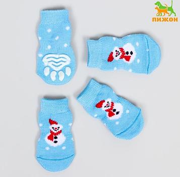 Носки для кошек и собак "Снеговики", размер S