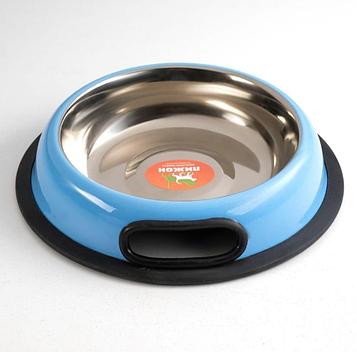 Миска металлическая на резинке, с ручкой 470 мл