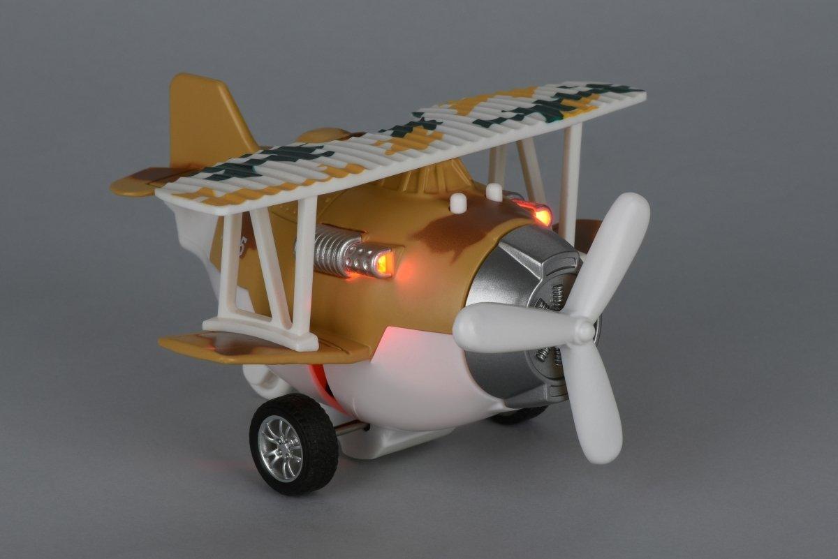 Самолет металлический инерционный Same Toy Aircraft коричневый со светом и музыкой - фото 3 - id-p104952697