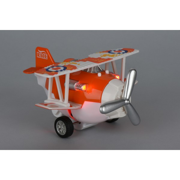 САМОЛЕТ МЕТАЛЛИЧЕСКИЙ ИНЕРЦИОННЫЙ SAME TOY AIRCRAFT ОРАНЖЕВЫЙ СО СВЕТОМ И МУЗЫКОЙ