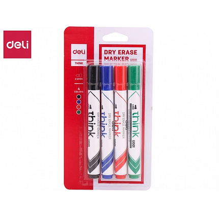 Набор маркеров для доски, DELI "EU00101", 4 цвета, фото 2