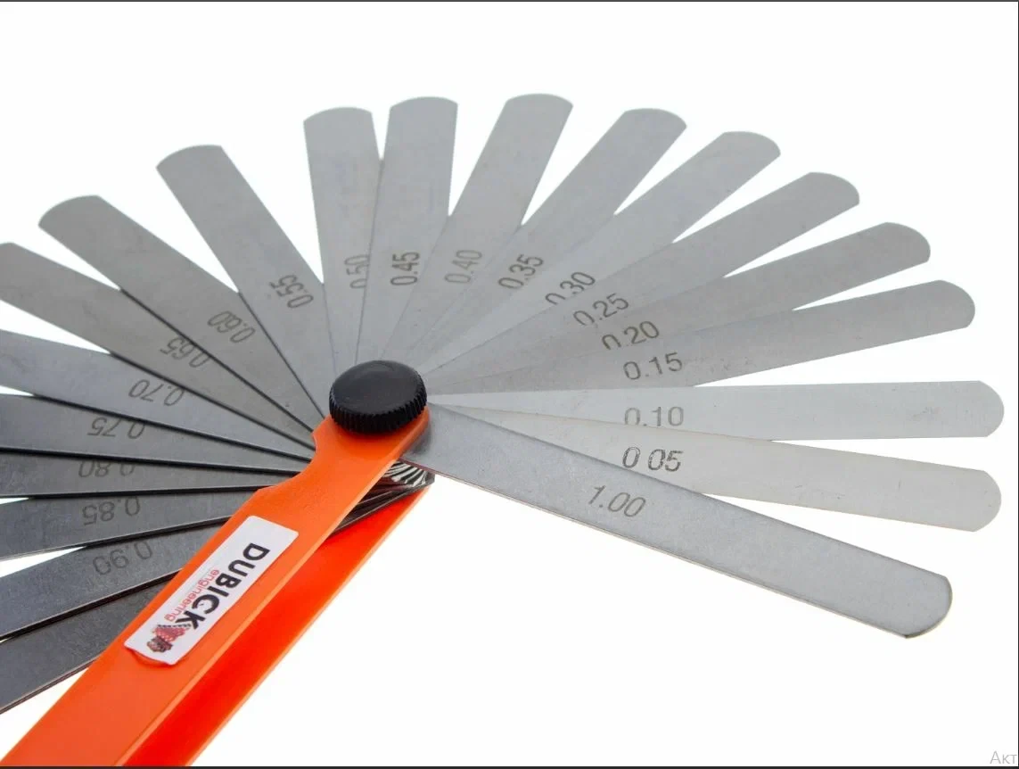 21. 05-1мм 100мм 13шт. Укажите суммарную толщину набора щупов для замера. Набор щупов для замера зазоров между скользунами_т914. 000.