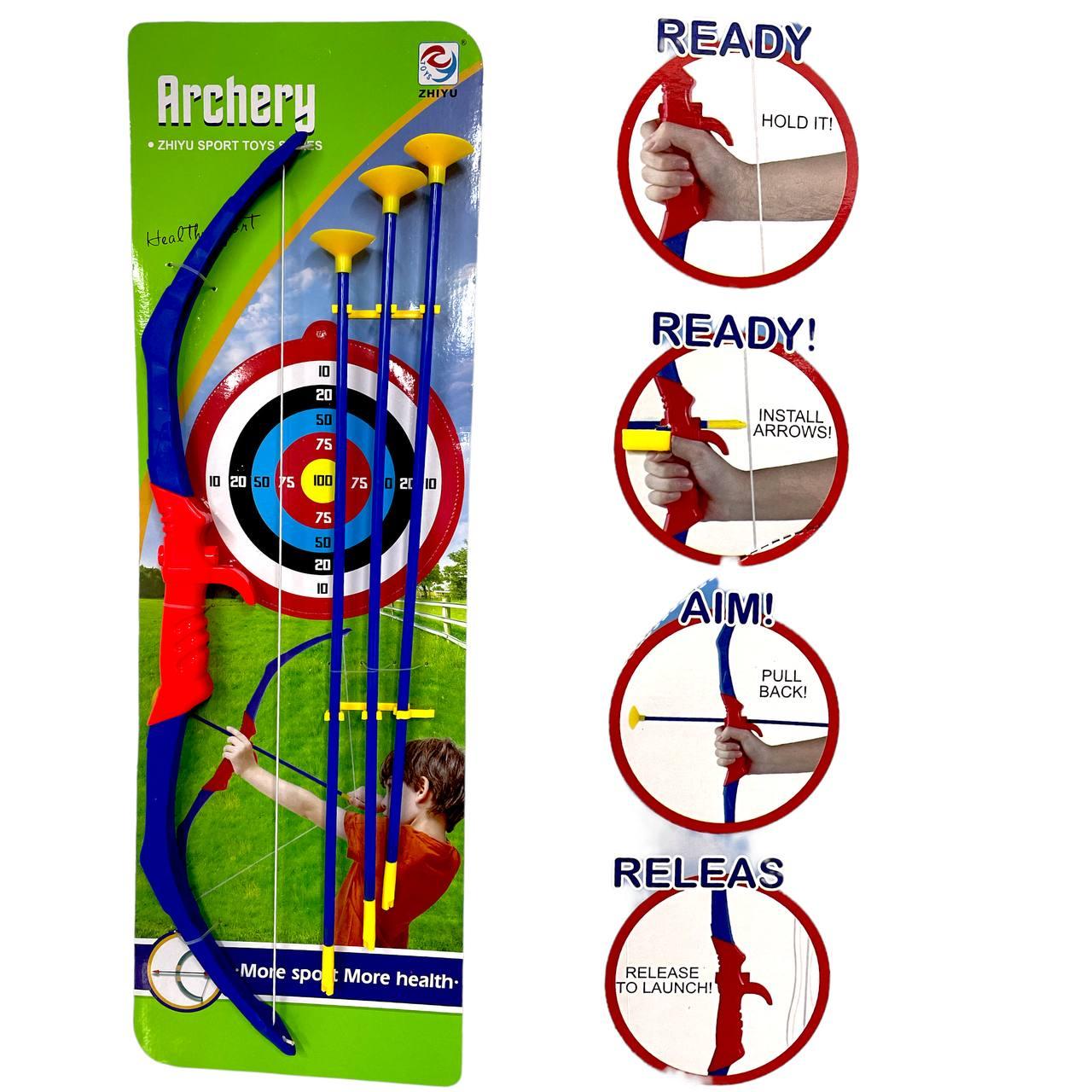 ZY1922 Archery лук и 3 стрелы на картонке 69*23см