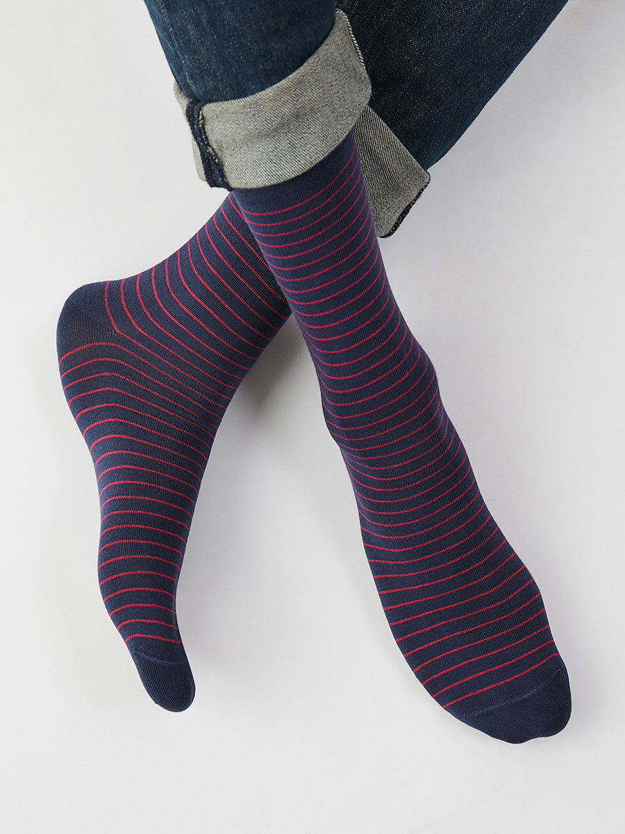 Мужские носки в тонкую полоску 39-41, красная полоска - фото 1 - id-p104959774