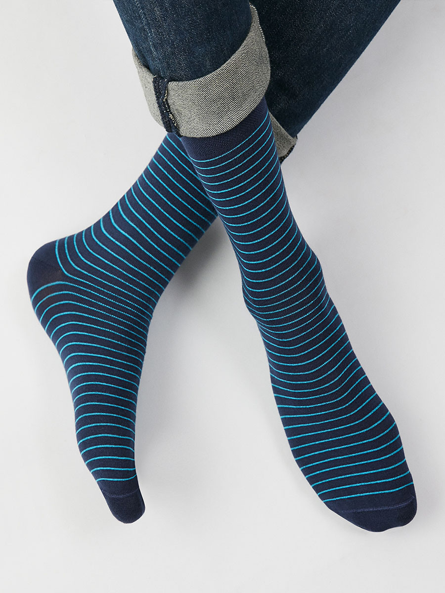 Мужские носки в тонкую полоску 45-47, синяя полоска - фото 1 - id-p104959781