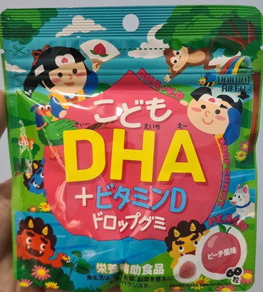 Детский витамин D со вкусом персика DHA 40 таб. Япония - фото 1 - id-p104962683