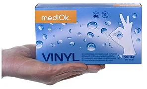Перчатки M 100шт винил MediOk