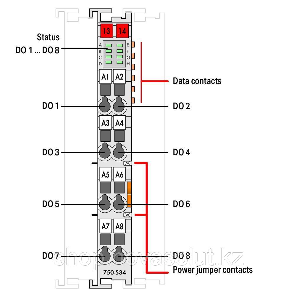 8-канальный цифровой выход; 12 В постоянного тока; 1 А WAGO 750-534 - фото 2 - id-p104966594