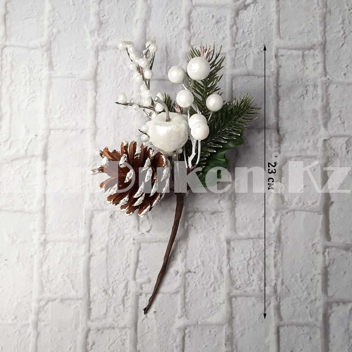 Искусственная ветка новогодняя с белыми ягодами 23 см HX-3 - фото 2 - id-p104969245