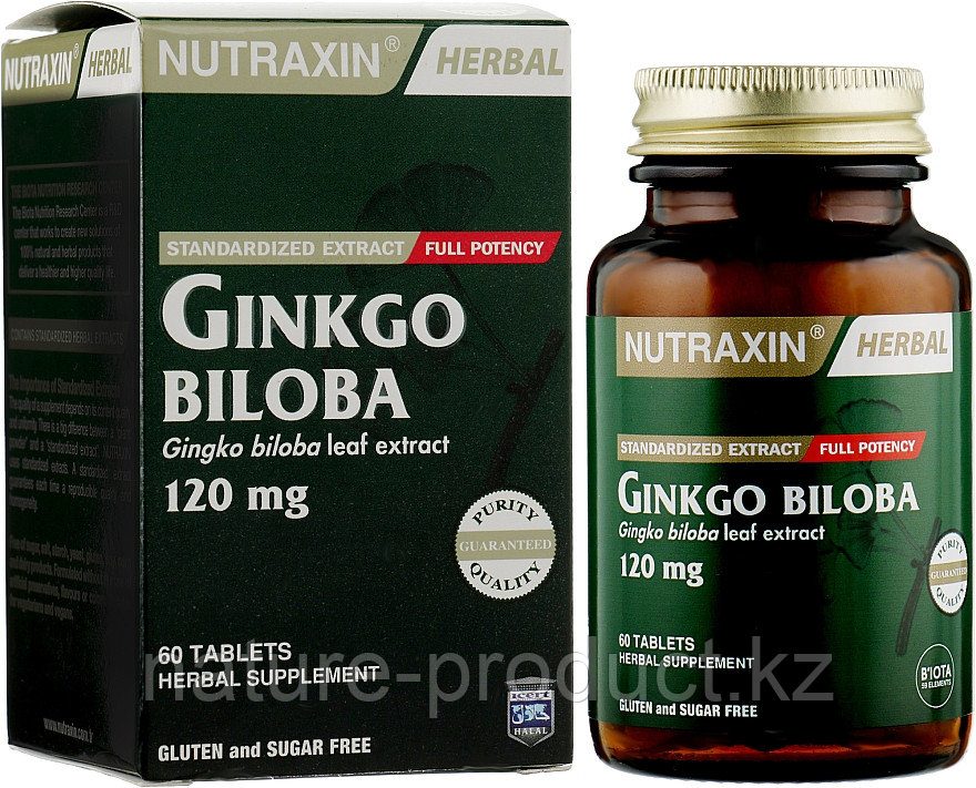 Растительная добавка "Гинкго билоба" Nutraxin 120 mg. 60 таблеток - фото 1 - id-p104984512