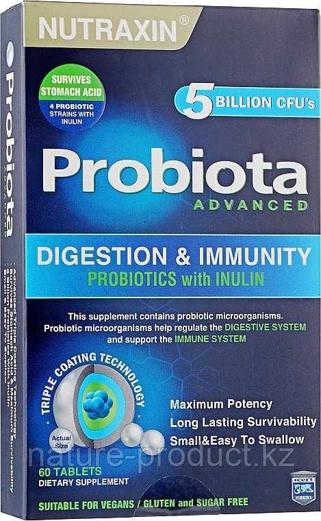 Диетическая добавка "Probiota Advanced" Nutraxin 5000000000 живых бактерий 60 таблеток