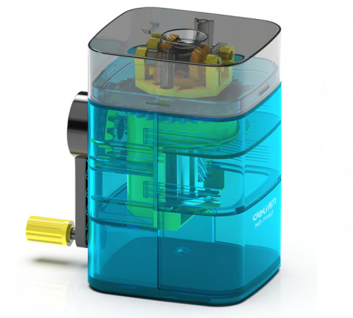 Точилка DELI механическая, с прозрачным контейнером, синяя