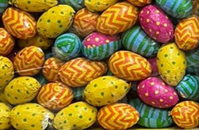 Яйца шоколадные РАЗНОЦВЕТНЫЕ расписные 1кг (на вес) - фото 1 - id-p104985115