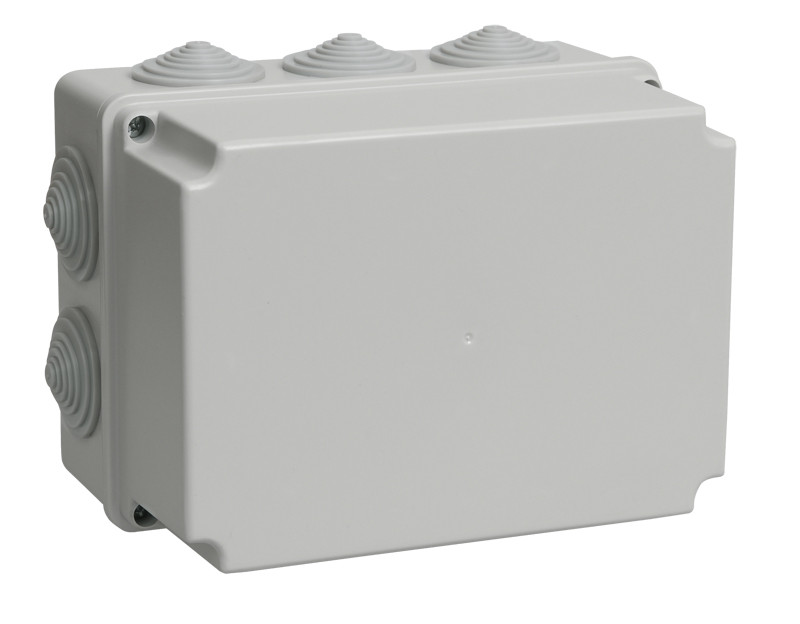 Коробка распаячная КМ41246 для открытой проводки 190х140х120мм IP55 (RAL 7035, 10 гермовводов) ИЭК